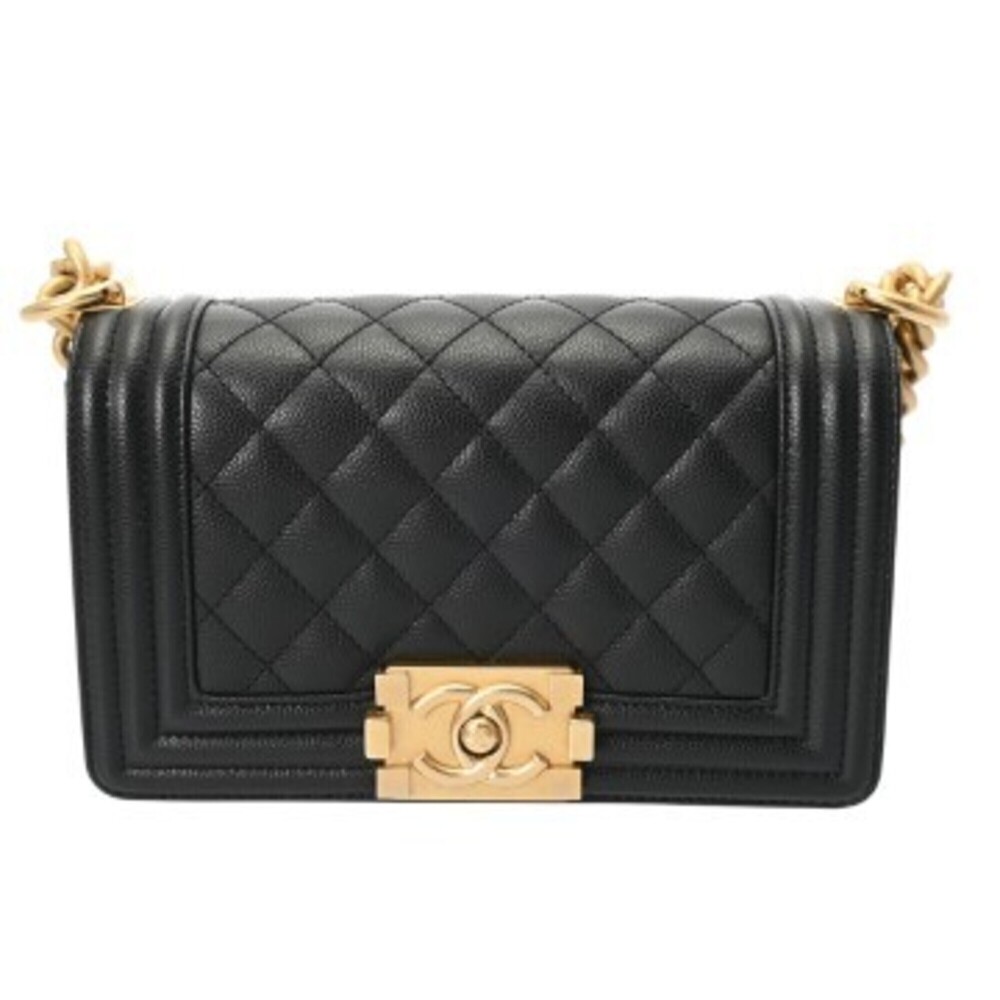 CHANEL Boy Chanel Chain Shoulder Bag, 20cm, Black, A67085, Women's, Caviar Sk...